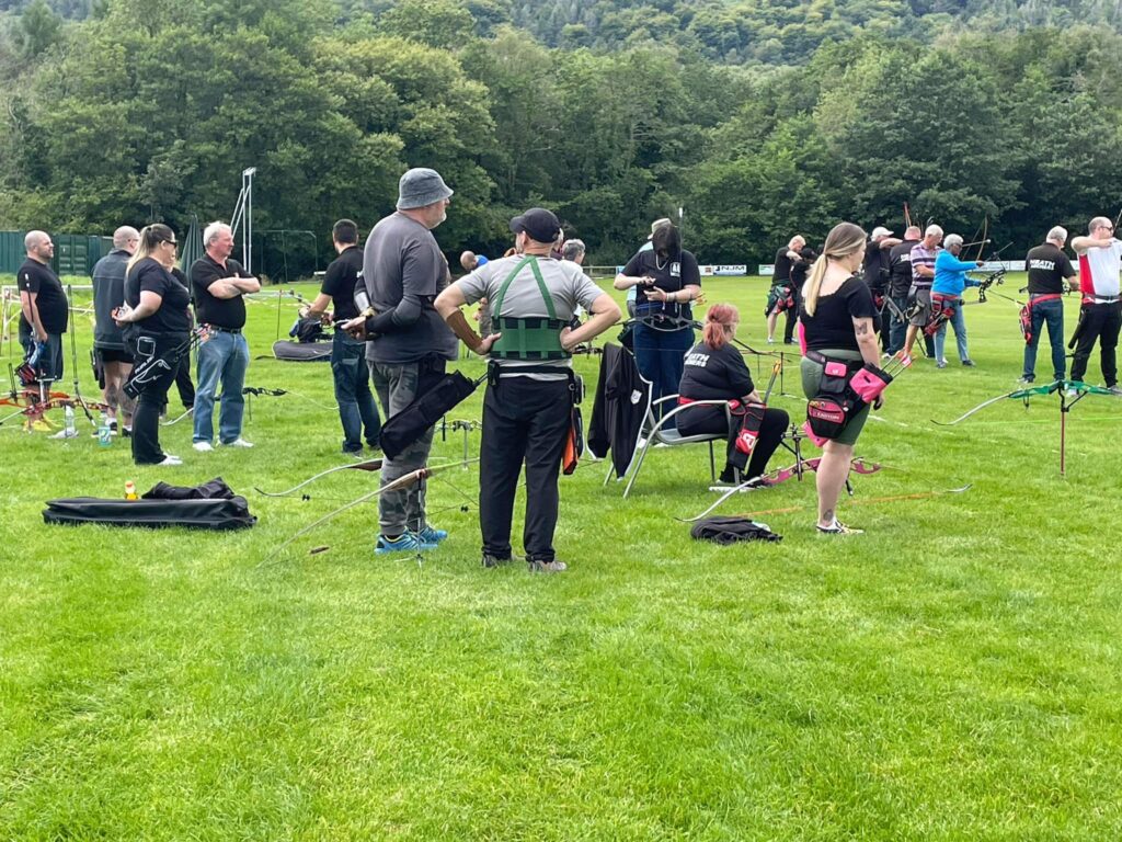 group of Neath Archers' members shooting